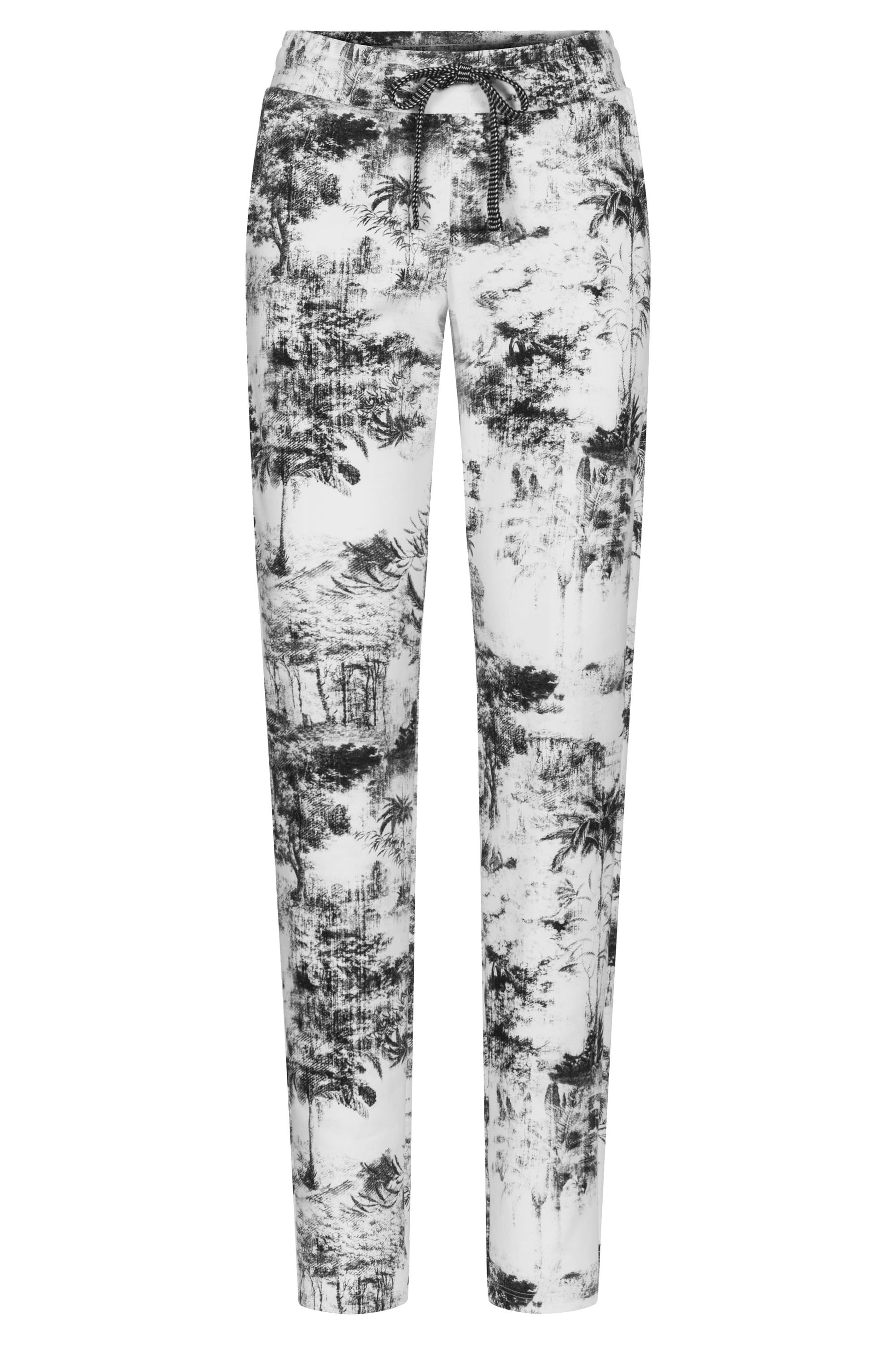 Hollowbild von Sweathose im schwarz-weißen Palmendruck Bio-Baumwolle/Elasthan