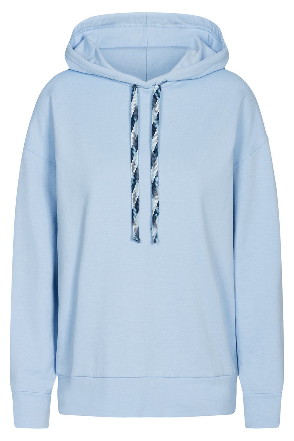 Hollowbild von Sweatshirt mit Stickerei "thanks" Blau Kapuze Hoodie Bio-Baumwolle/Elasthan