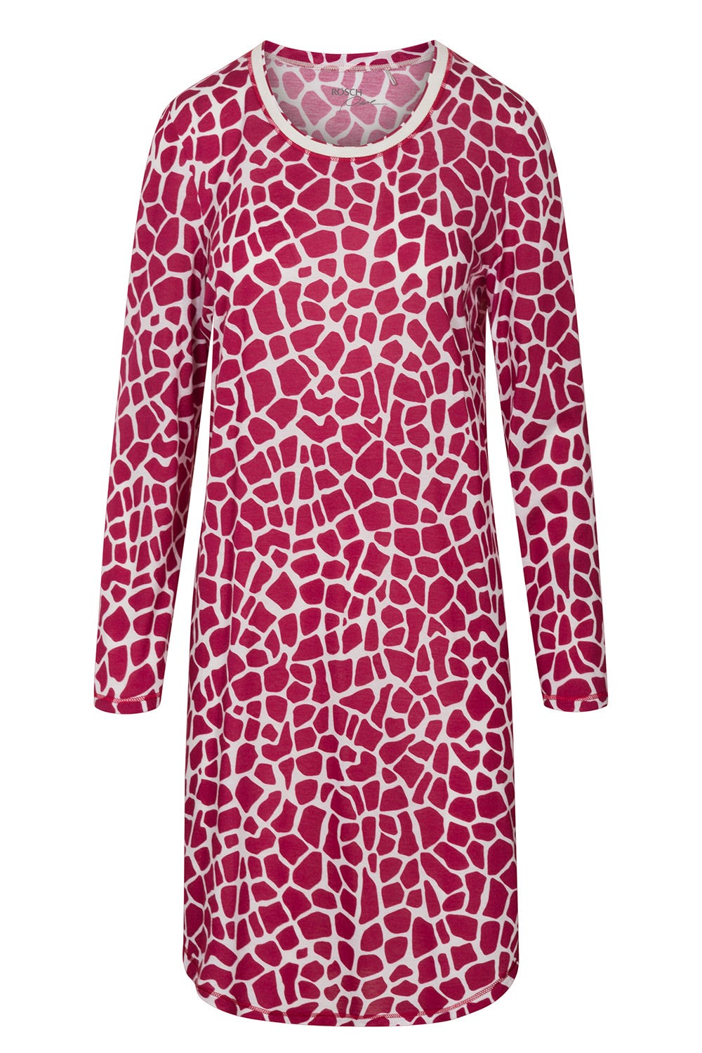 Hollowbild von Nachthemd im modernen Druck Animalprint Rot-Weiß Baumwolle/Modal