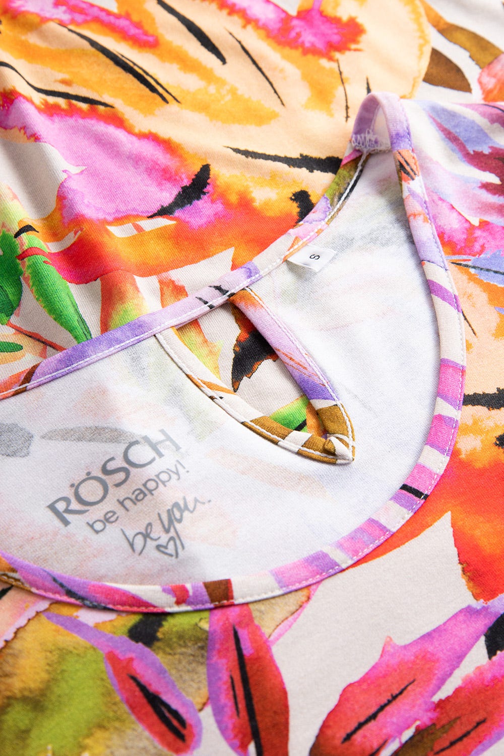 Detailbild 1 von Nachthemd im fröhlichen Blätter-Druck Bunt Rundhals Sommer Viskose/Elasthan