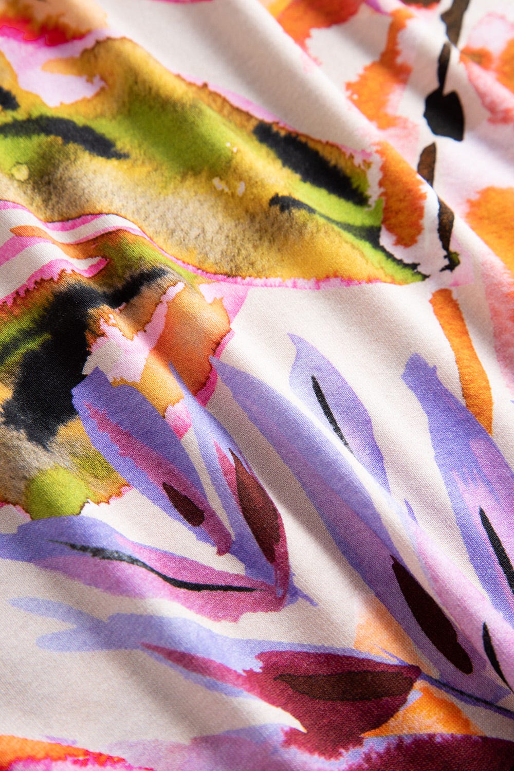 Detailbild 3 von Nachthemd im fröhlichen Blätter-Druck Bunt Rundhals Sommer Viskose/Elasthan