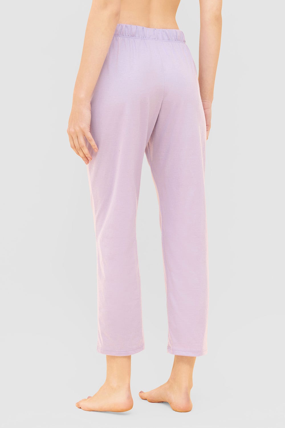 Rückansicht von 7/8-Hose mit Stickerei Flieder Taschen Mix & Match Viskose/Elasthan