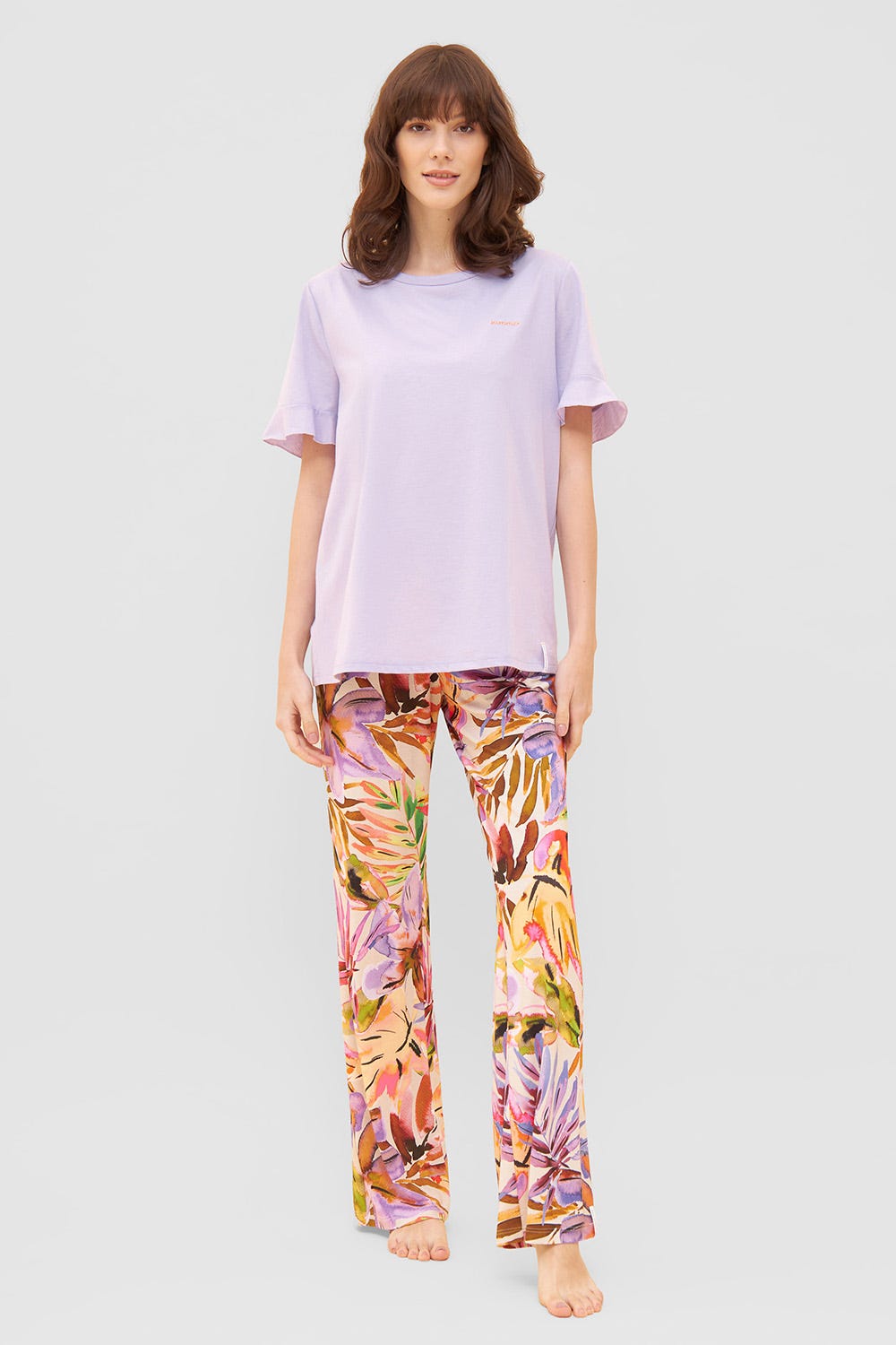 Detailbild 1 von T-Shirt mit Volants und Stickerei "summer" Mix & Match Viskose/Elasthan