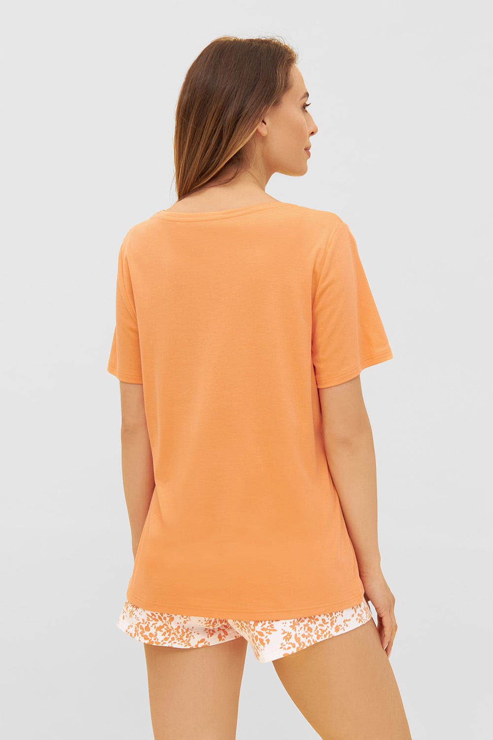 Rückansicht von T-Shirt mit Motivdruck Orange Basic Mix & Match 100% Baumwolle