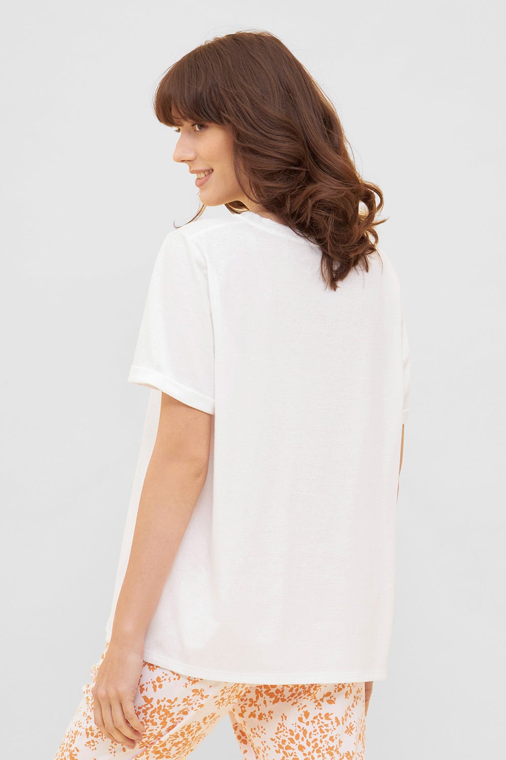 Rückansicht von T-Shirt mit Motivdruck Känguru Basic Weiß Mix & Match 100% Baumwolle