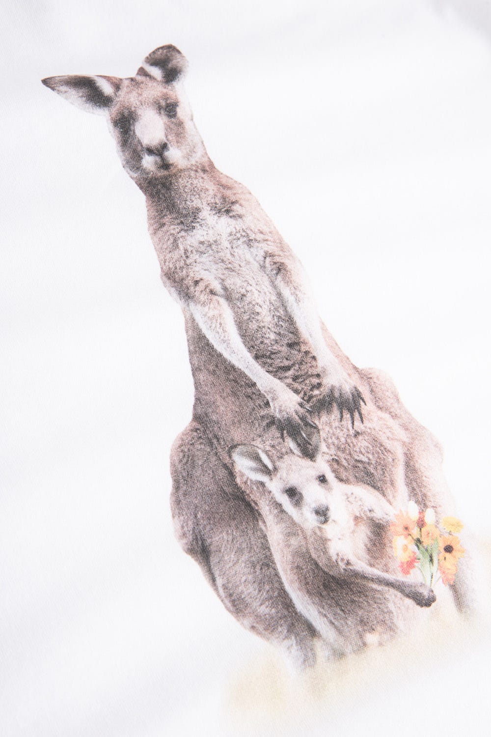 Detailbild 3 von T-Shirt mit Motivdruck Känguru Basic Weiß Mix & Match 100% Baumwolle