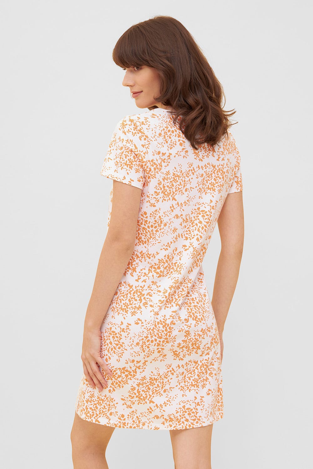 Rückansicht von Nachthemd im Blümchen-Design Orange Baumwolle/Elasthan
