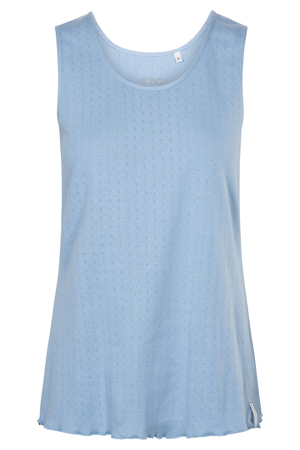 Hollowbild von Pyjama-Top aus Ajour Feinstrick Hellblau Ärmellos Mix & Match 100% Baumwolle