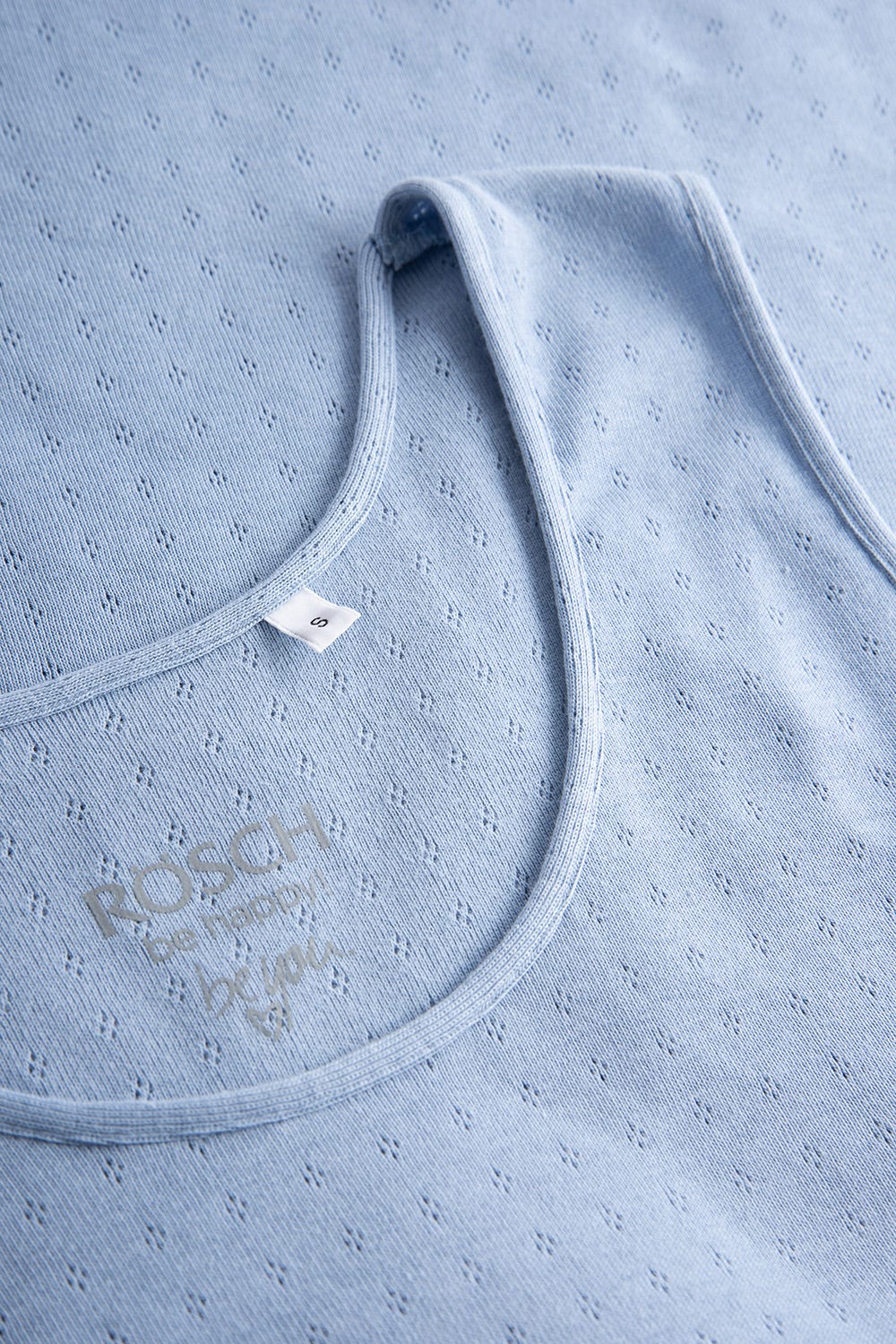 Detailbild 2 von Pyjama-Top aus Ajour Feinstrick Hellblau Ärmellos Mix & Match 100% Baumwolle