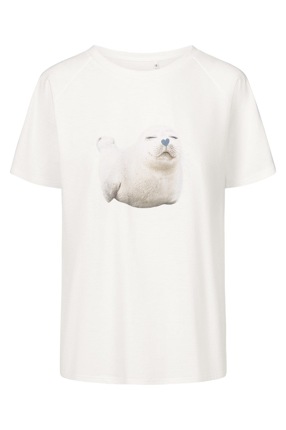 Hollowbild von T-Shirt mit Motivdruck Robbe Raglan-Ärmel Mix & Match 100% Bio-Baumwolle