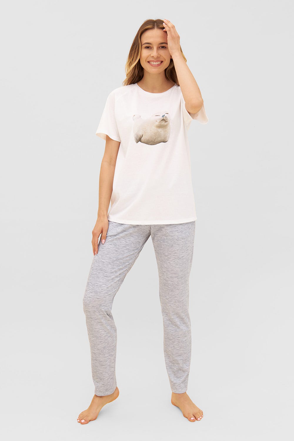 Detailbild 1 von Hose in blauer Melange-Optik Taschen Mix & Match Bio-Baumwolle/Elasthan