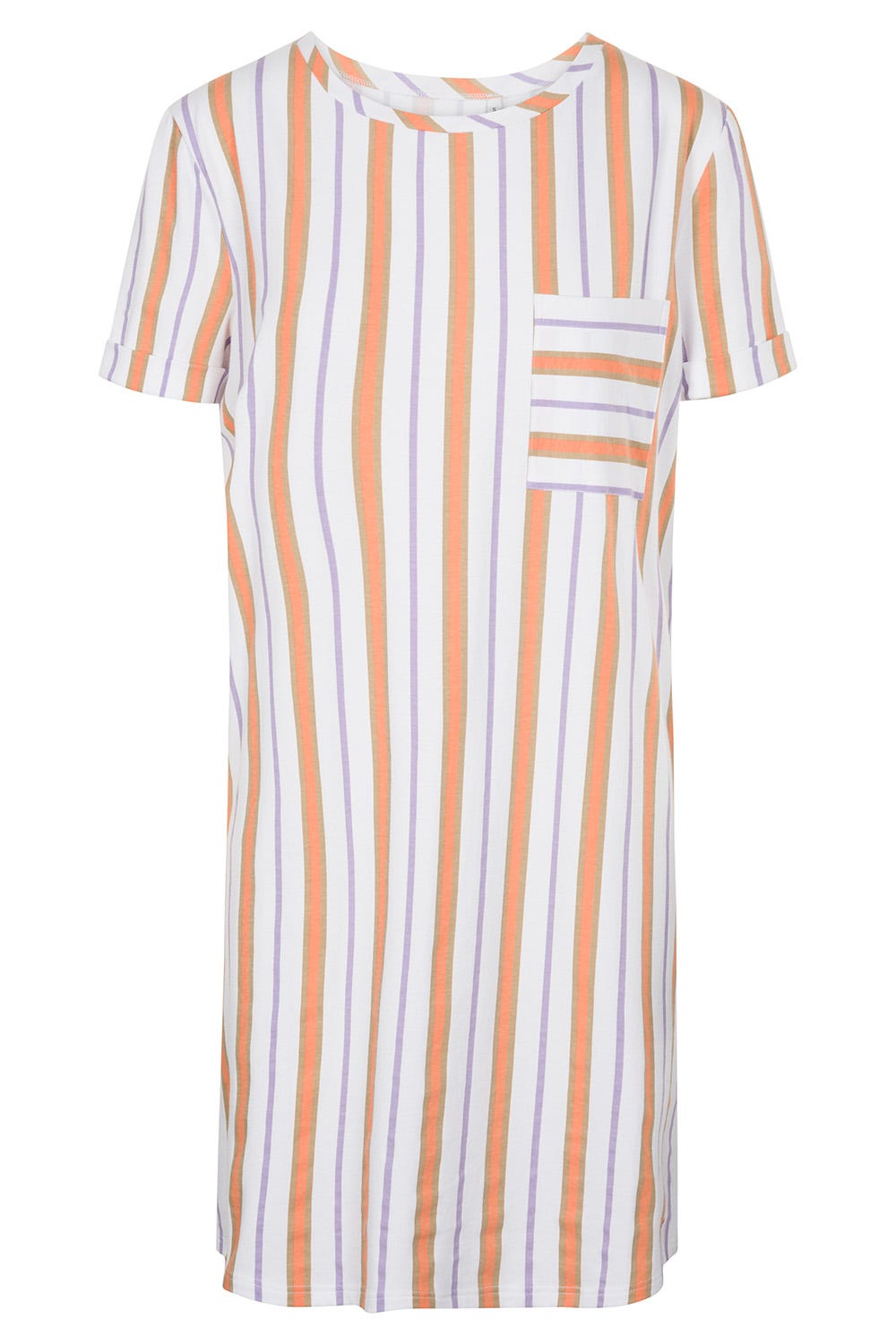 Hollowbild von Nachthemd im Streifen-Design Brusttasche Sommer Baumwolle/Elasthan