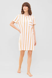 Frontalbild von Nachthemd im Streifen-Design Brusttasche Sommer Baumwolle/Elasthan
