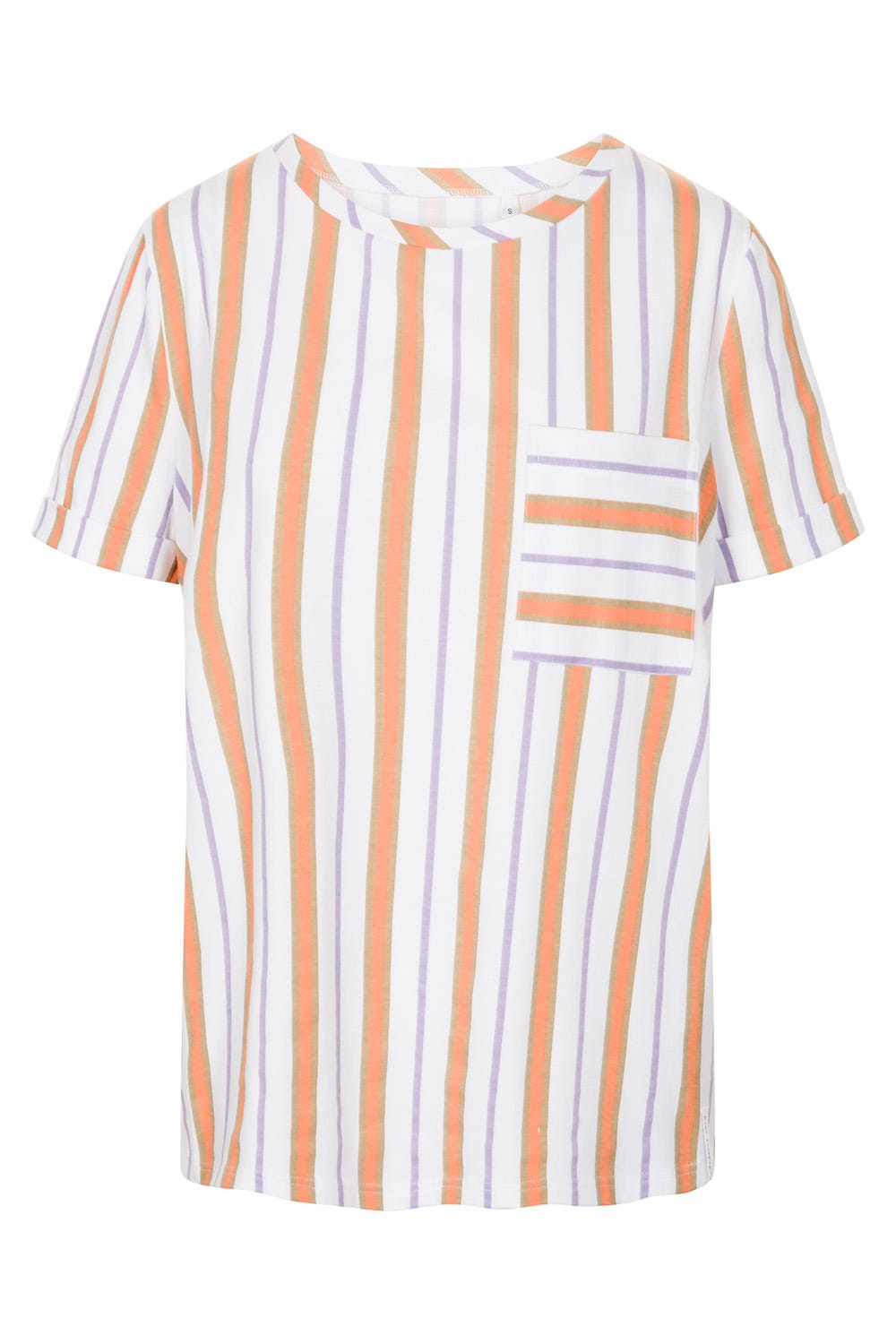 Hollowbild von T-Shirt im Streifen-Design Brusttasche Sommer Baumwolle/Elasthan