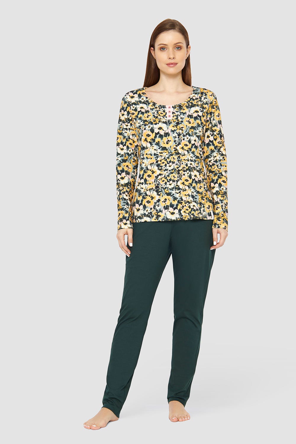 Detailbild 1 von Shirt im gelben Blumenmuster Baumwolle/Elasthan