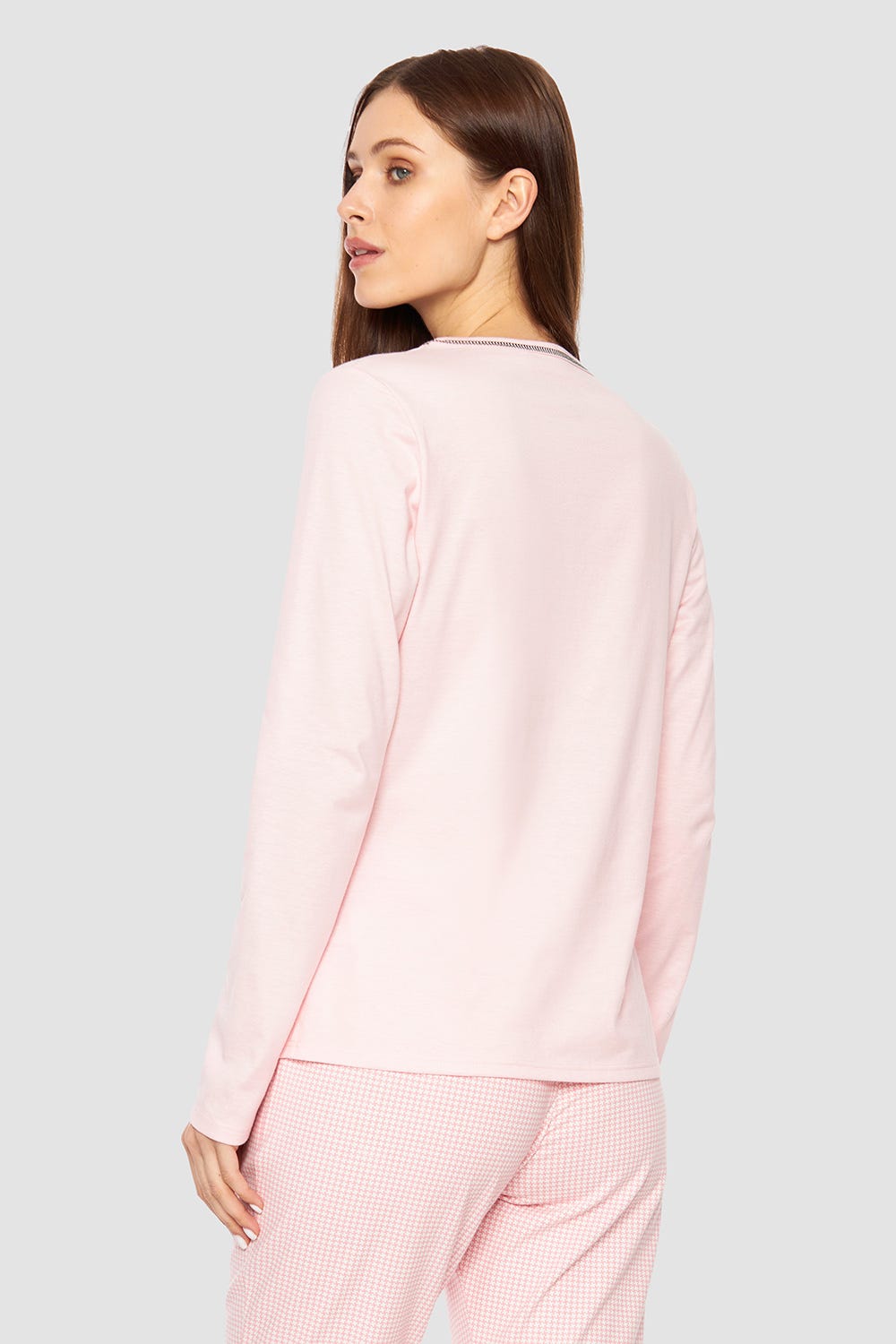 Rückansicht von Shirt mit Schriftzug Rosa Baumwolle/Elasthan