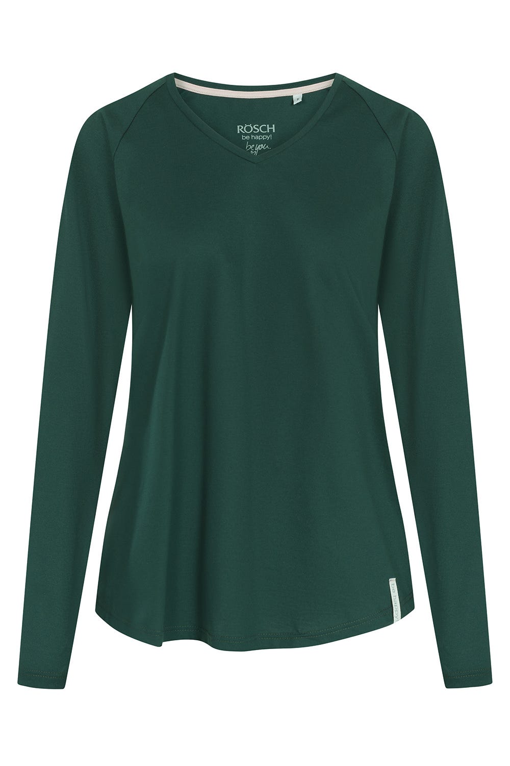 Hollowbild von Shirt mit V-Ausschnitt Grün Baumwolle/Elasthan