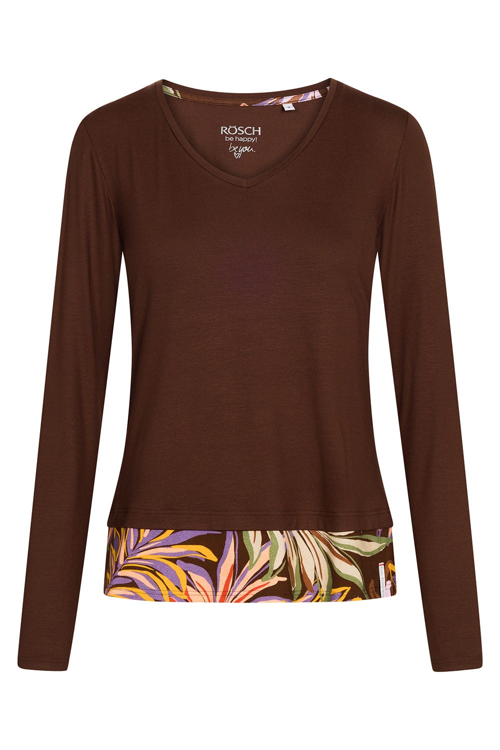 Hollowbild von Shirt mit V-Ausschnitt angenähte Stufe Viskose/Elasthan