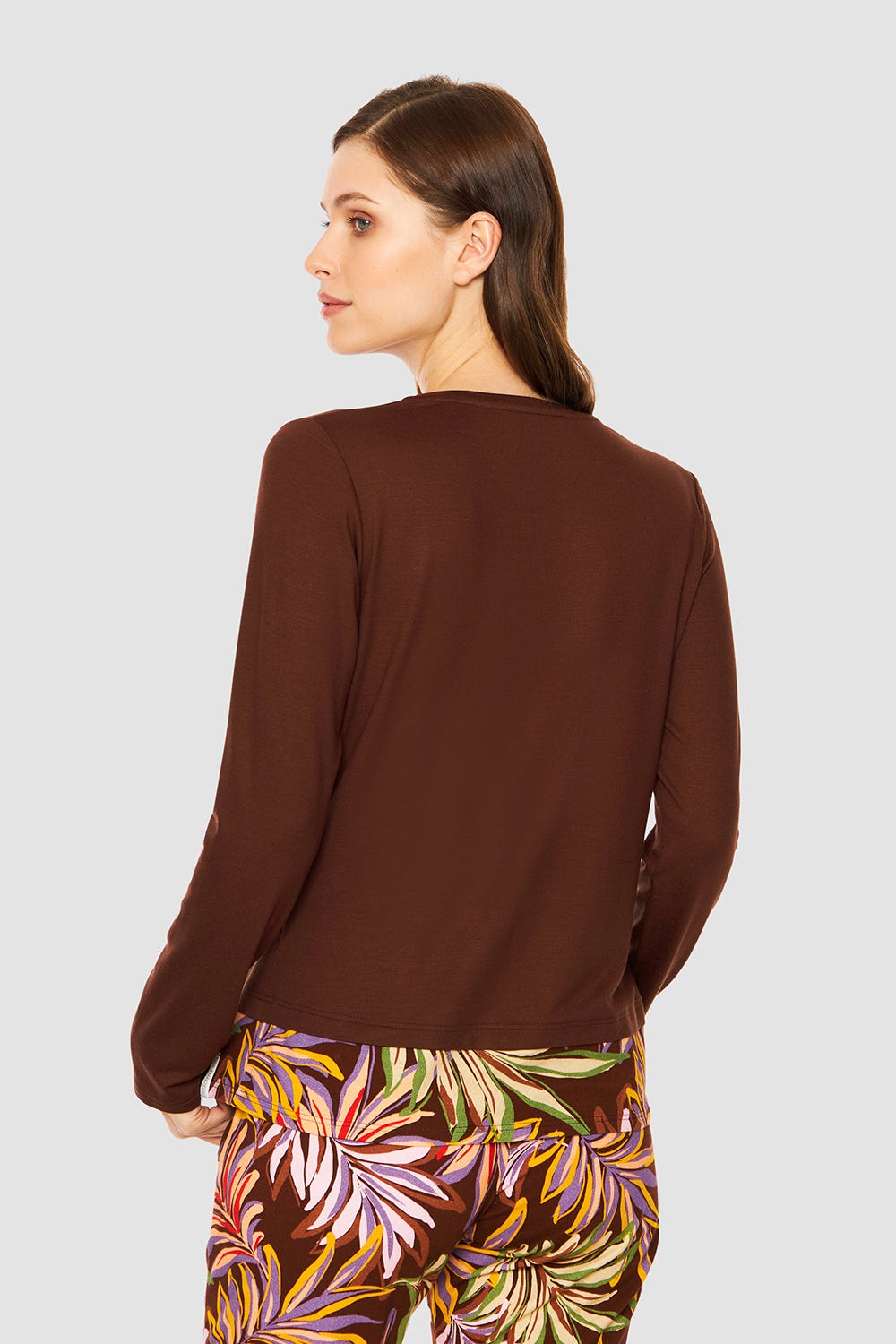 Rückansicht von Shirt mit V-Ausschnitt angenähte Stufe Viskose/Elasthan