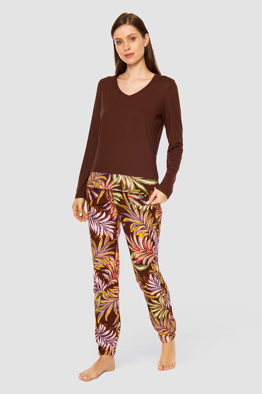 Detailbild 1 von Shirt mit V-Ausschnitt angenähte Stufe Viskose/Elasthan