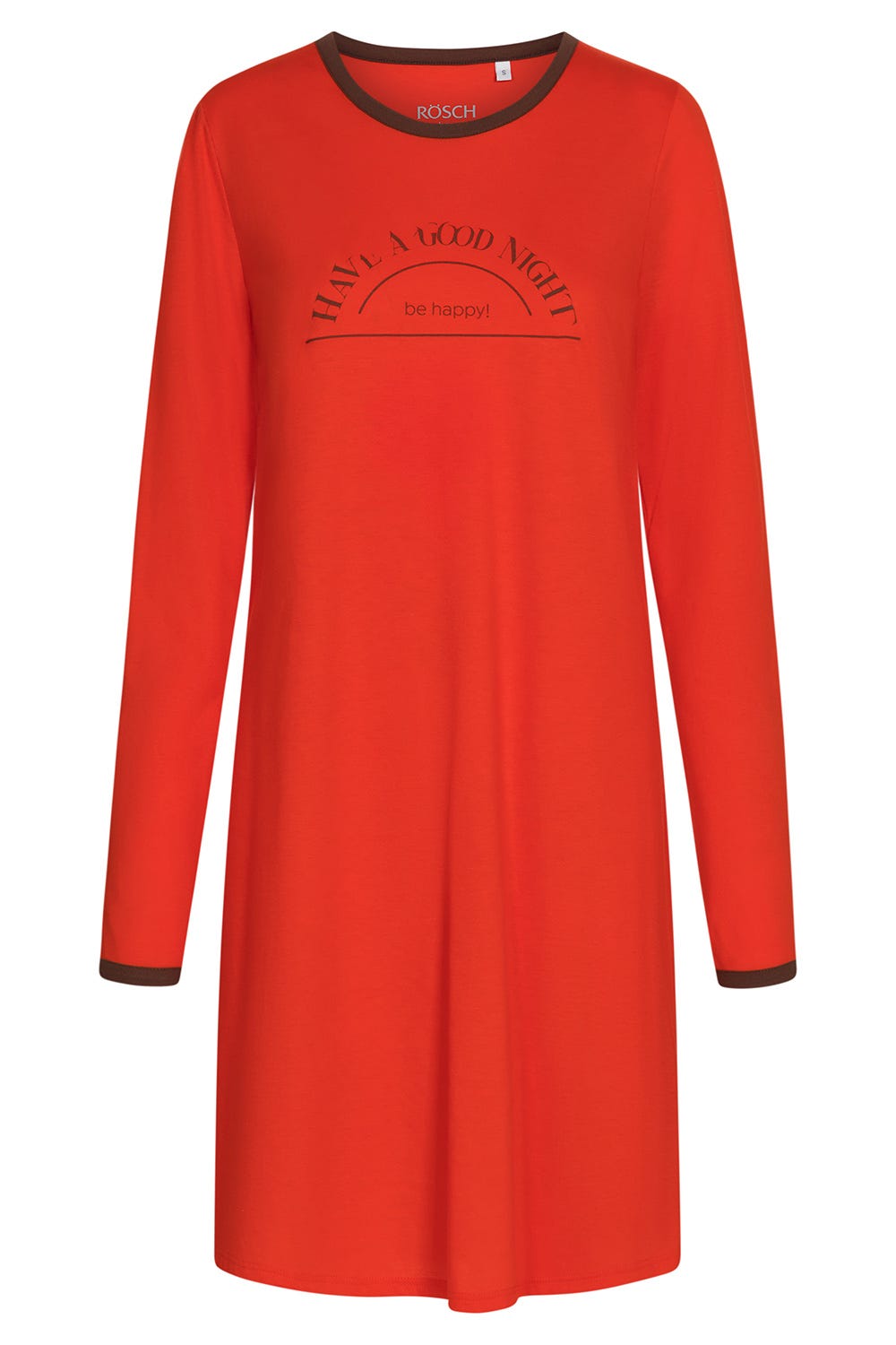 Hollowbild von Nachthemd mit Schriftzug Rot Braun 100% Baumwolle