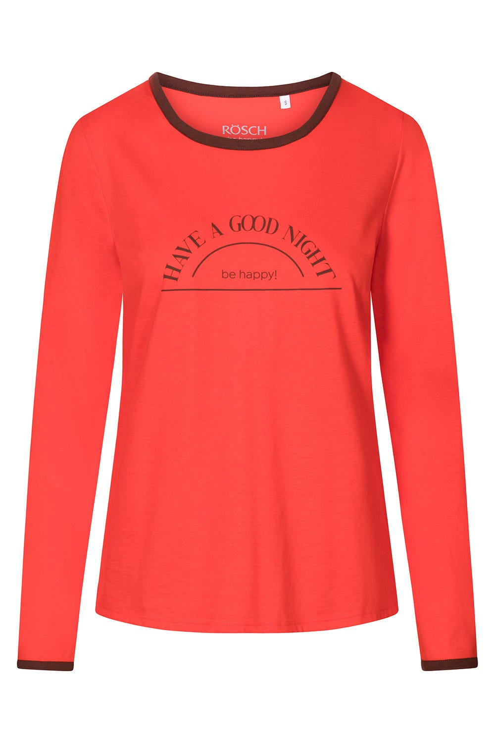 Hollowbild von Shirt mit Schriftzug Rot Braun 100% Baumwolle