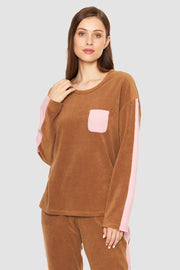 Frontalbild von Shirt mit Kontrastdetails Frottee Baumwolle/Polyester