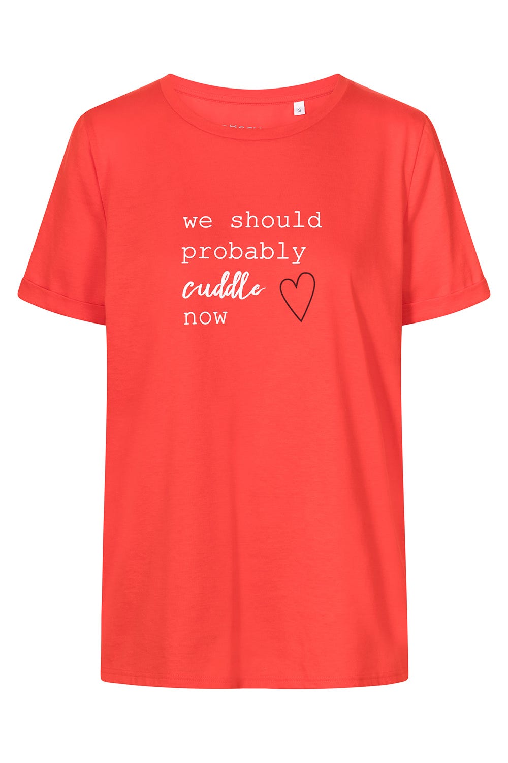 Hollowbild von T-Shirt mit Schriftzug Kurzarm 100% Baumwolle