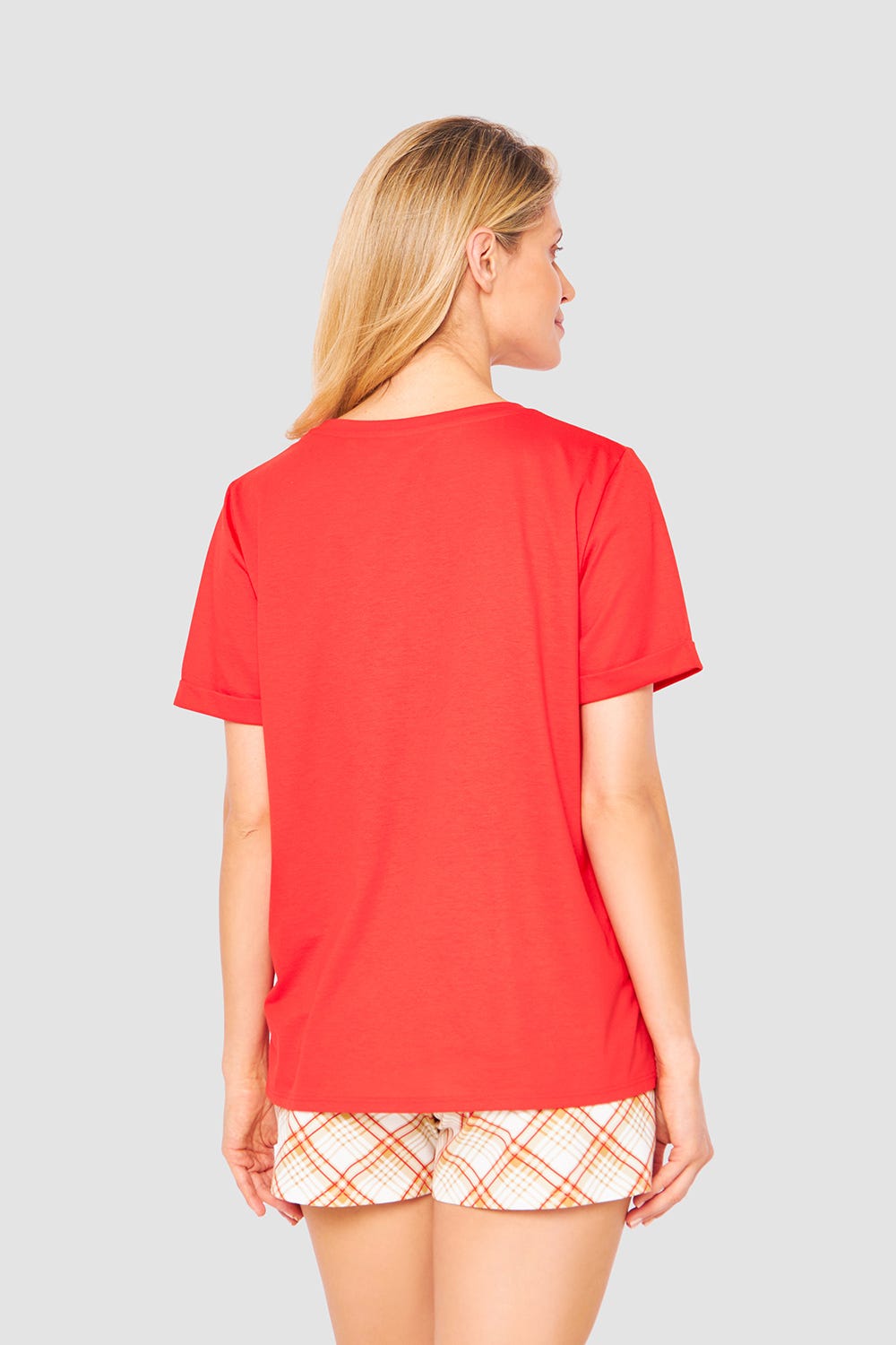 Rückansicht von T-Shirt mit Schriftzug Kurzarm 100% Baumwolle