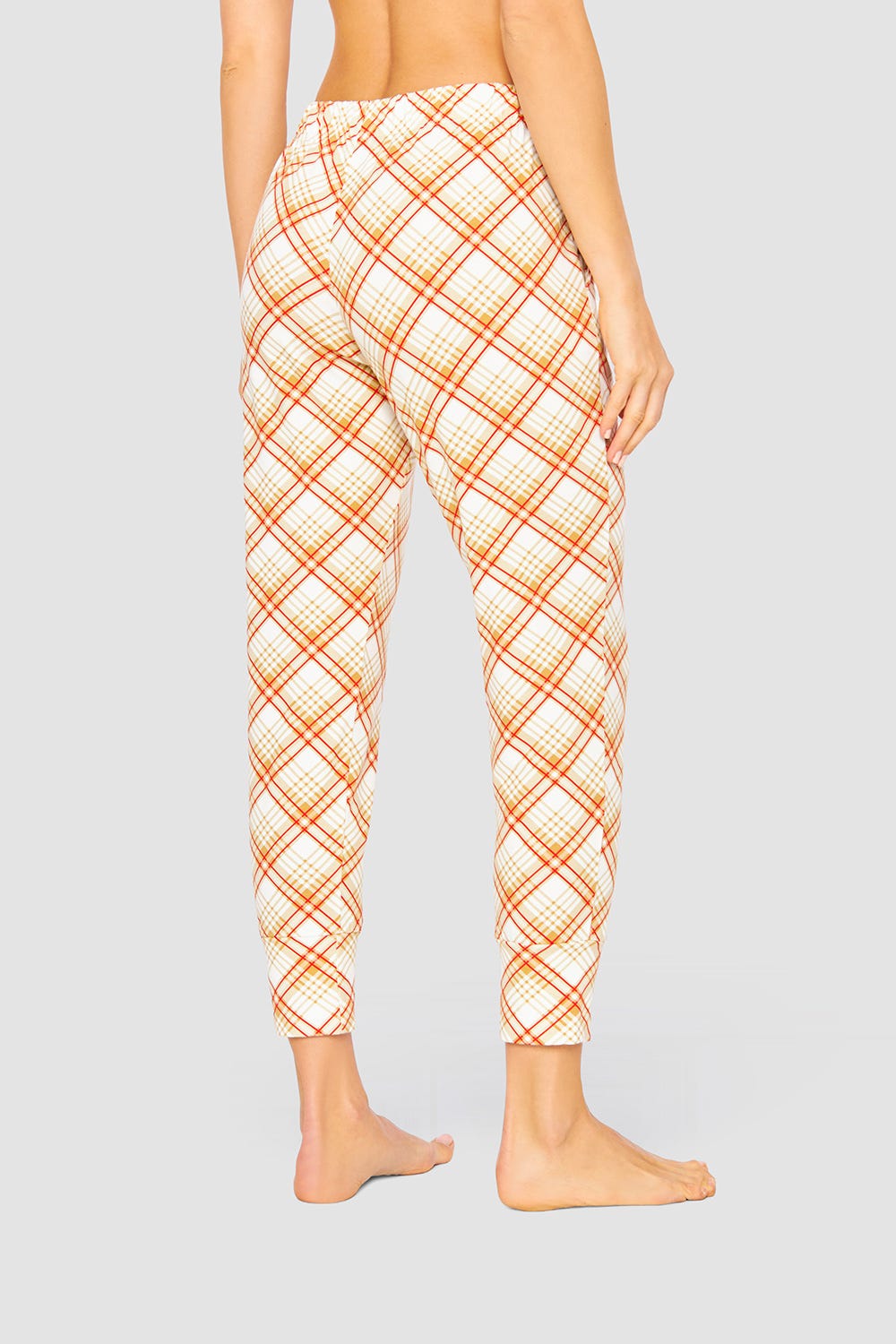 Rückansicht von 7/8-Hose im Karomuster Baumwolle/Elasthan