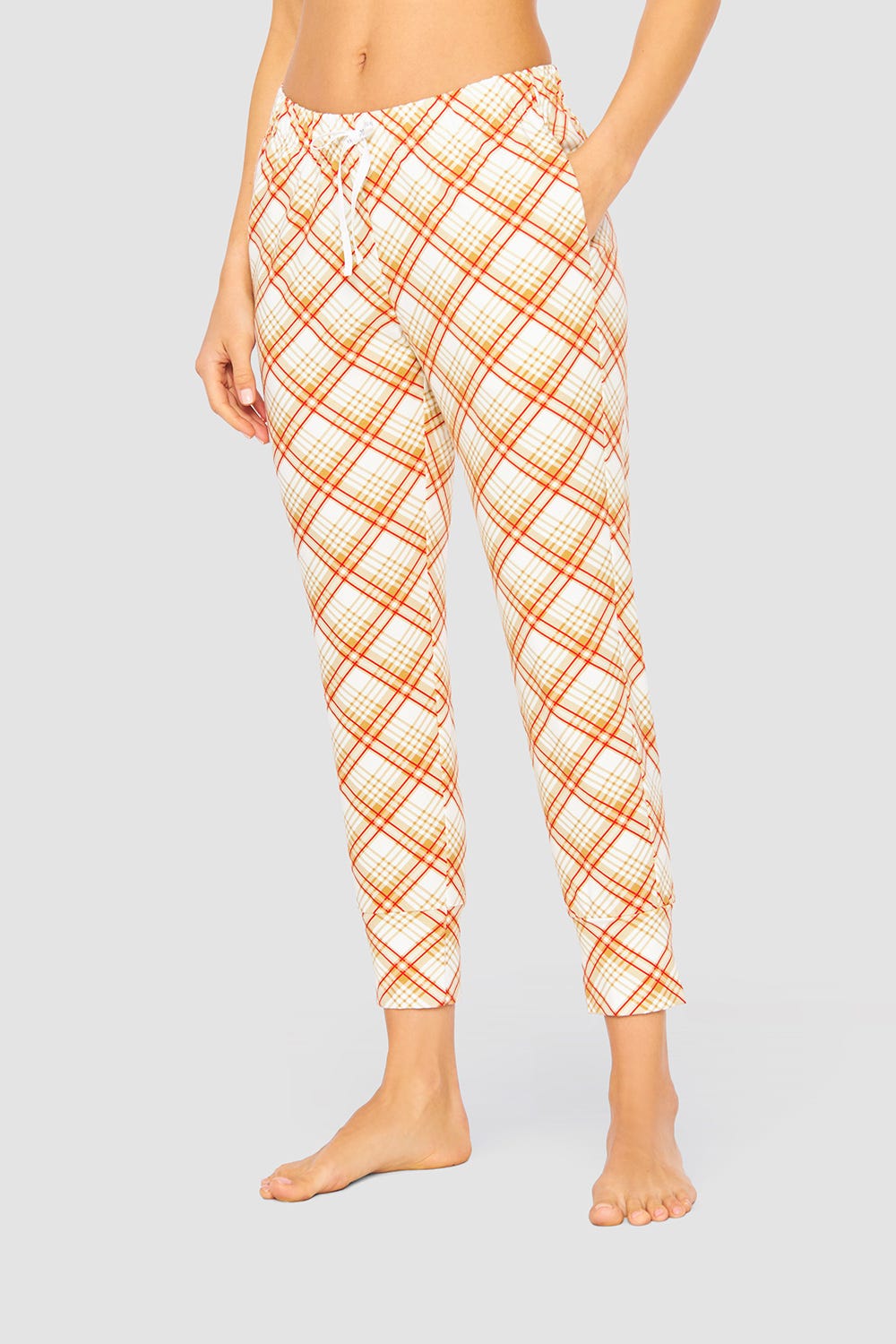 Frontalbild von 7/8-Hose im Karomuster Baumwolle/Elasthan