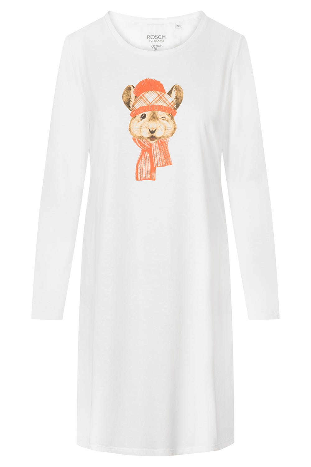 Hollowbild von Nachthemd mit Motivdruck Weiß 100% Baumwolle