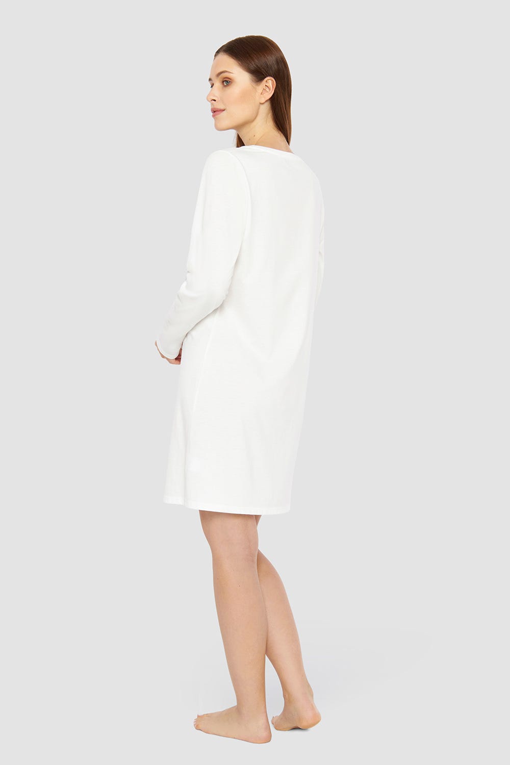 Rückansicht von Nachthemd mit Motivdruck Weiß 100% Baumwolle