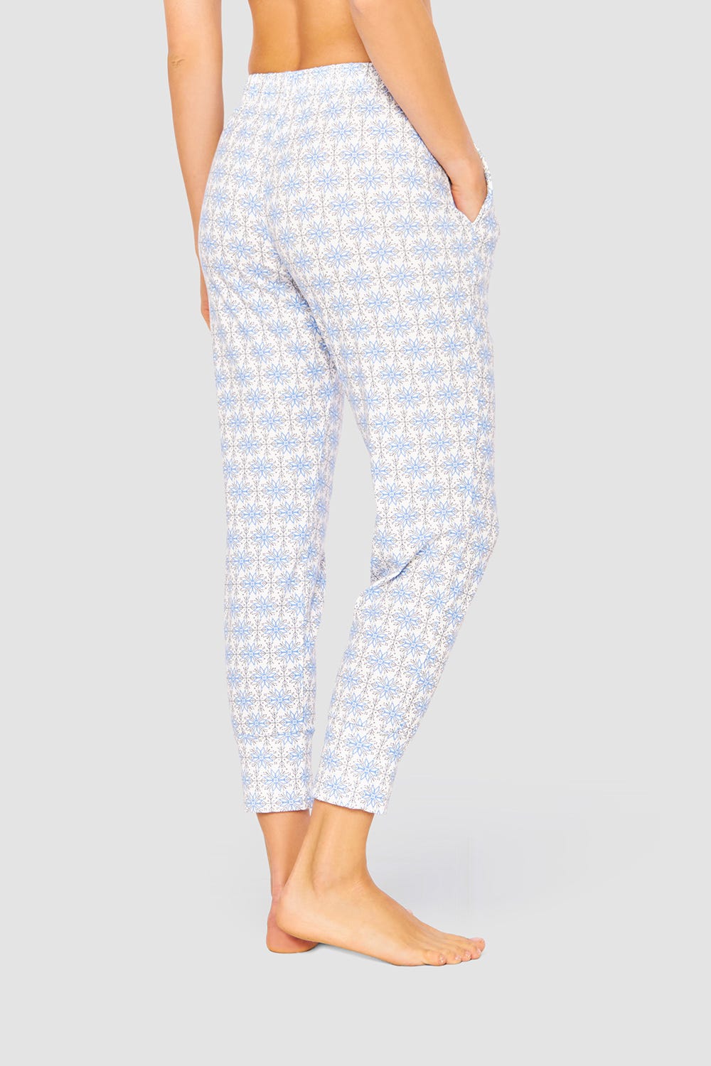 Rückansicht von 7/8-Hose im Schneeflocken-Druck Baumwolle/Elasthan