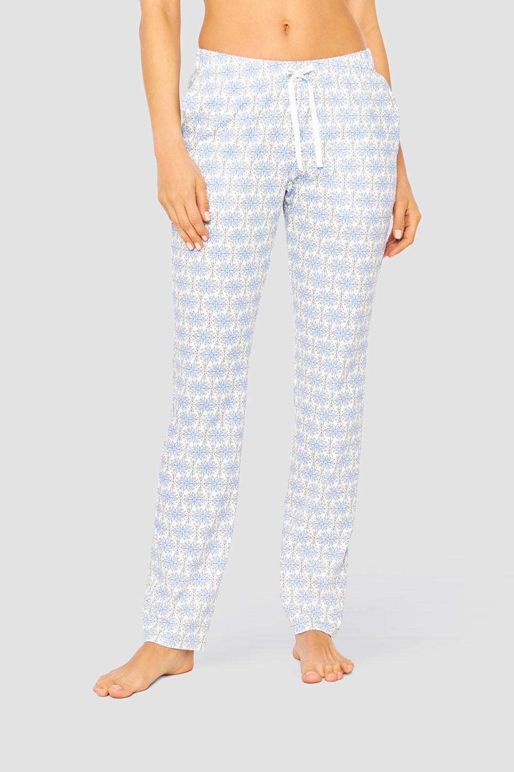 Frontalbild von Hose im Schneeflocken-Druck Schleife Baumwolle/Elasthan