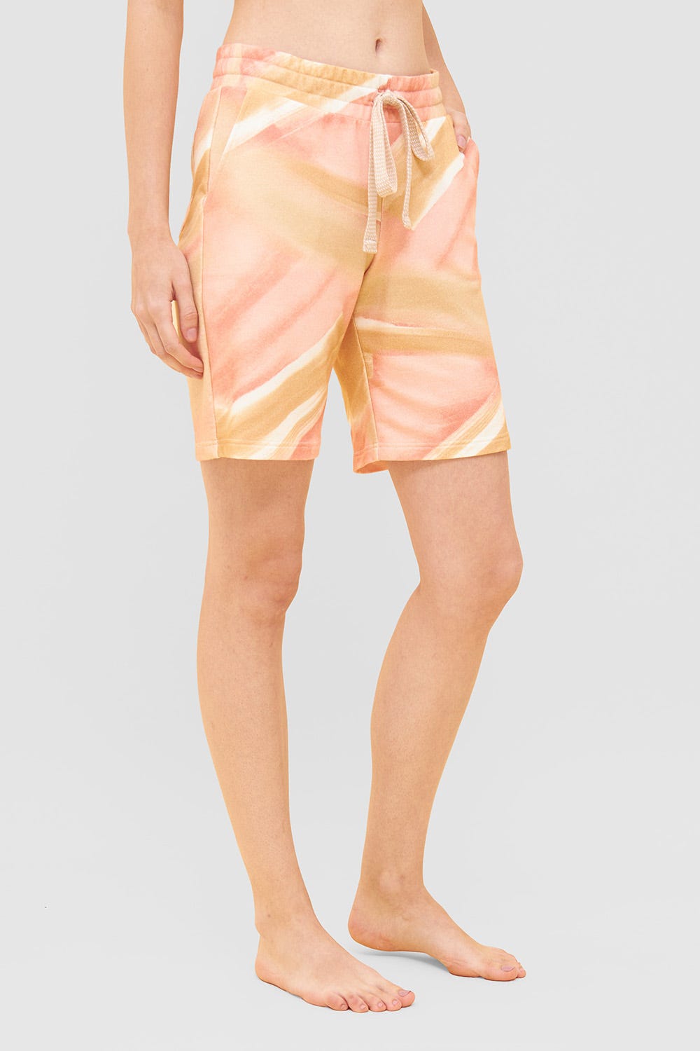 Frontalbild von Bermuda mit Kordelzug Pastell Rosa Mix & Match Baumwolle/Elasthan
