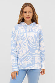 Frontalbild von Hoodie im grafischen Druck Hellblau Kapuzenpullover Baumwolle/Elasthan