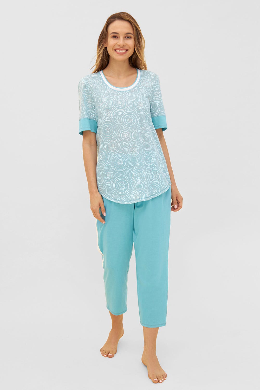 Detailbild 1 von T-Shirt im grafischen Punkte-Druck Rundhals Baumwolle/Modal