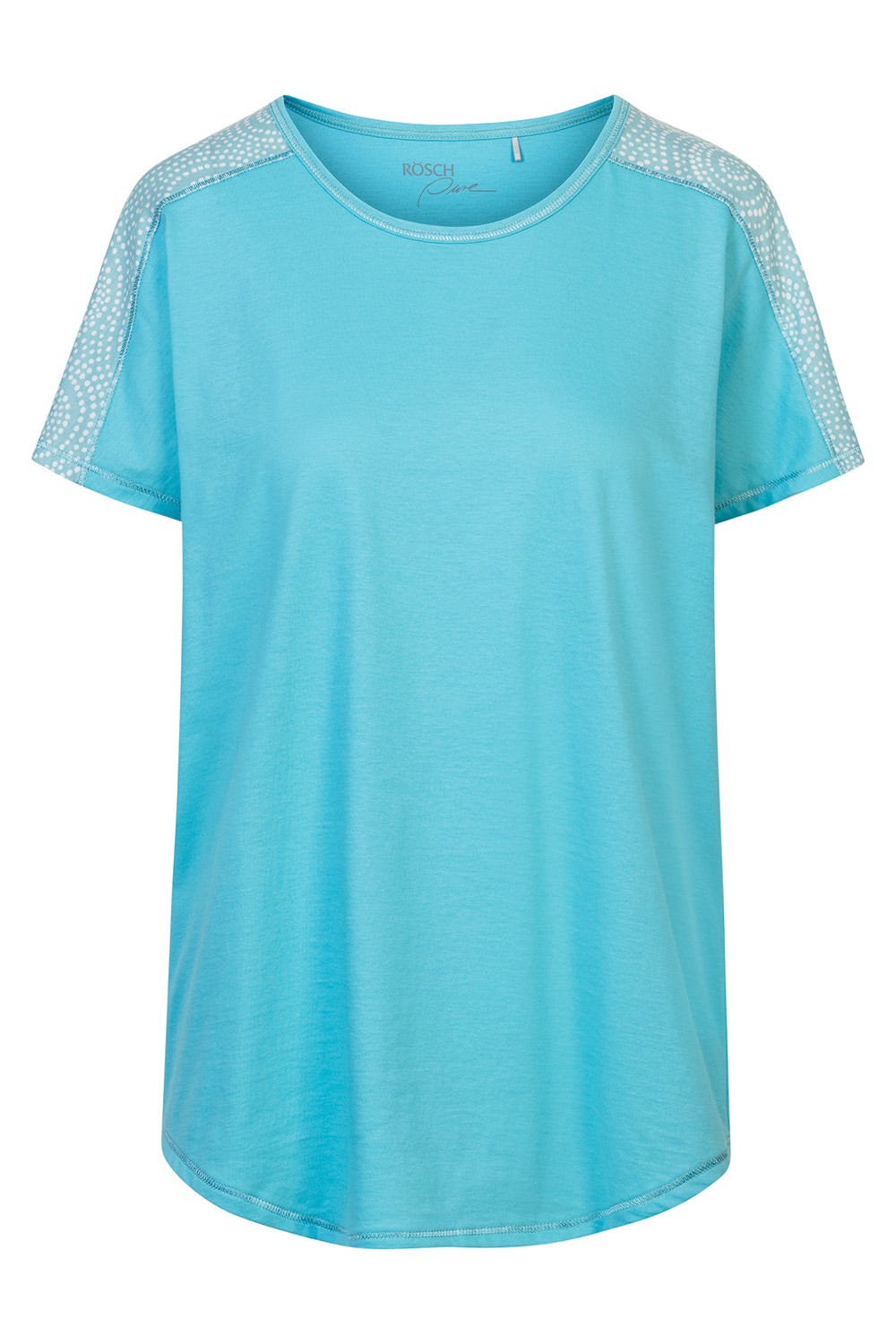 Hollowbild von T-Shirt mit Einsätzen im Punkte-Druck Rundhals Baumwolle/Modal