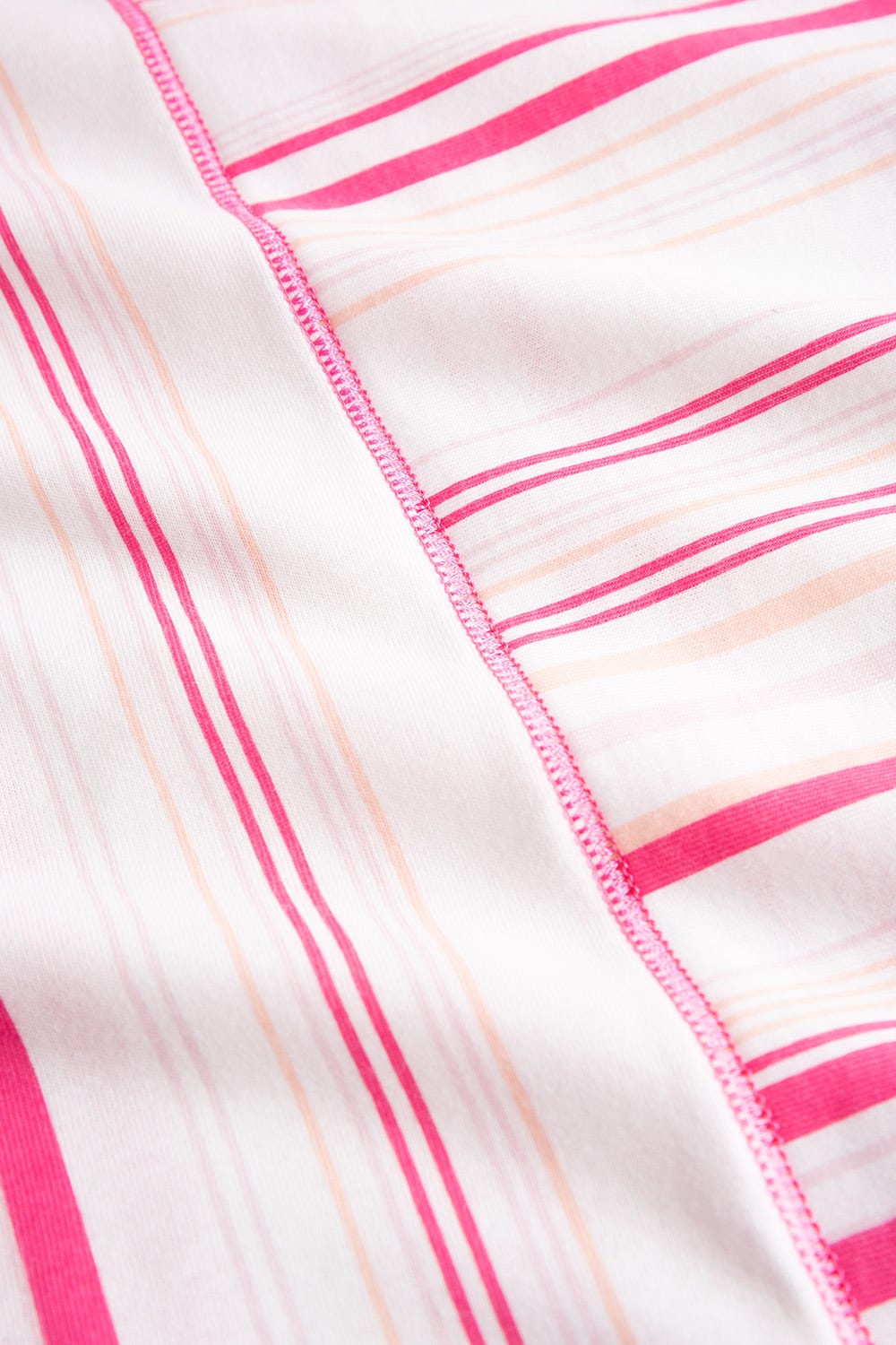 Detailbild 2 von Nachthemd im rosa Streifendruck V-Ausschnitt Ziernähte 100% Baumwolle