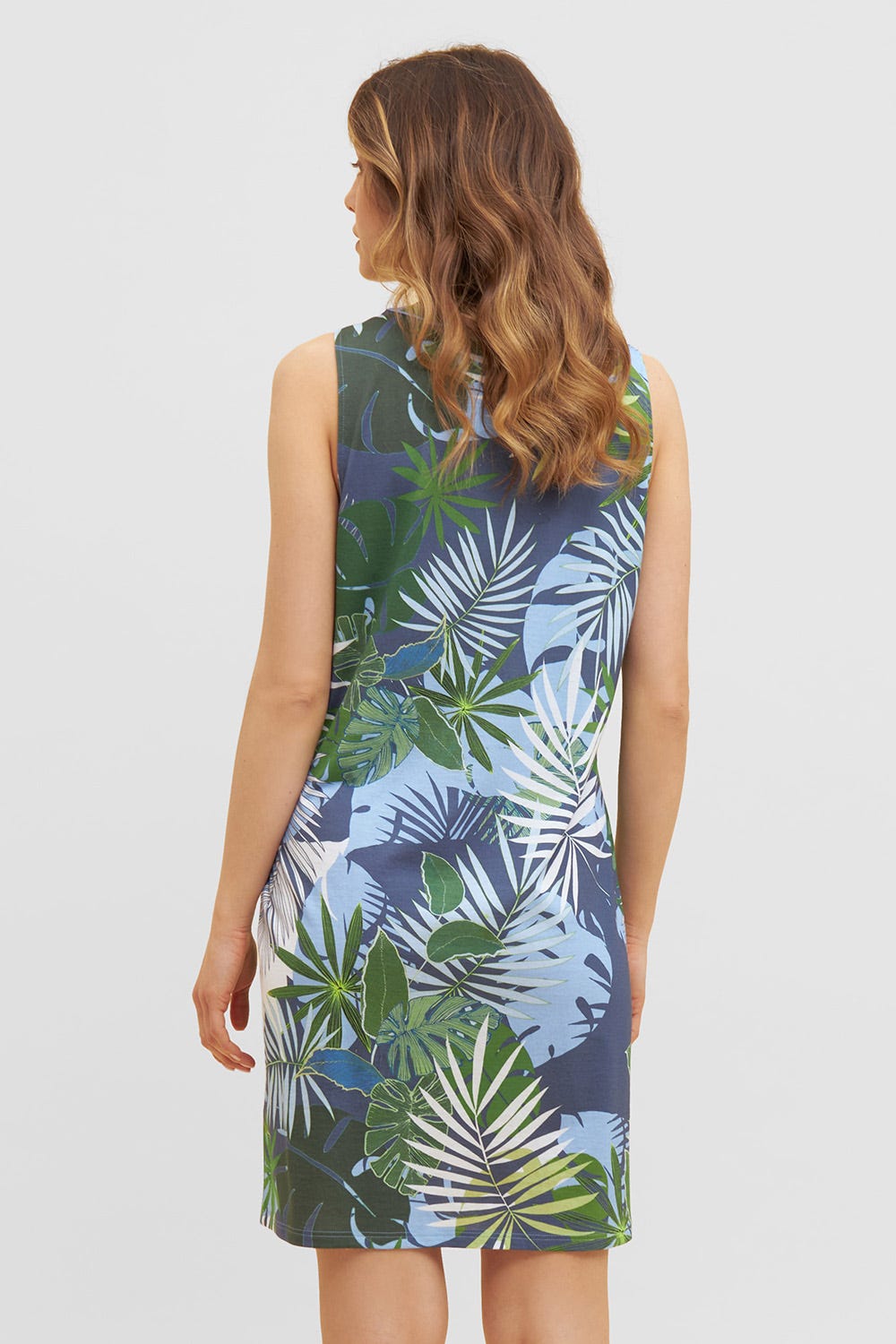 Rückansicht von Nachthemd im tropischen Palmen-Druck Taschen Baumwolle/Modal