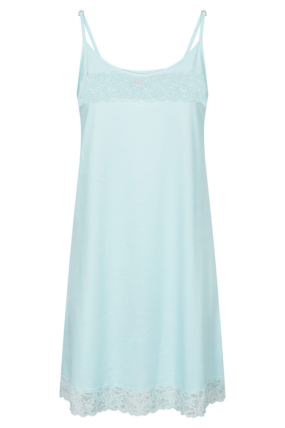 Hollowbild von Trägerkleid mit feinen Spitzendetails Uni Elegant 100% Baumwolle