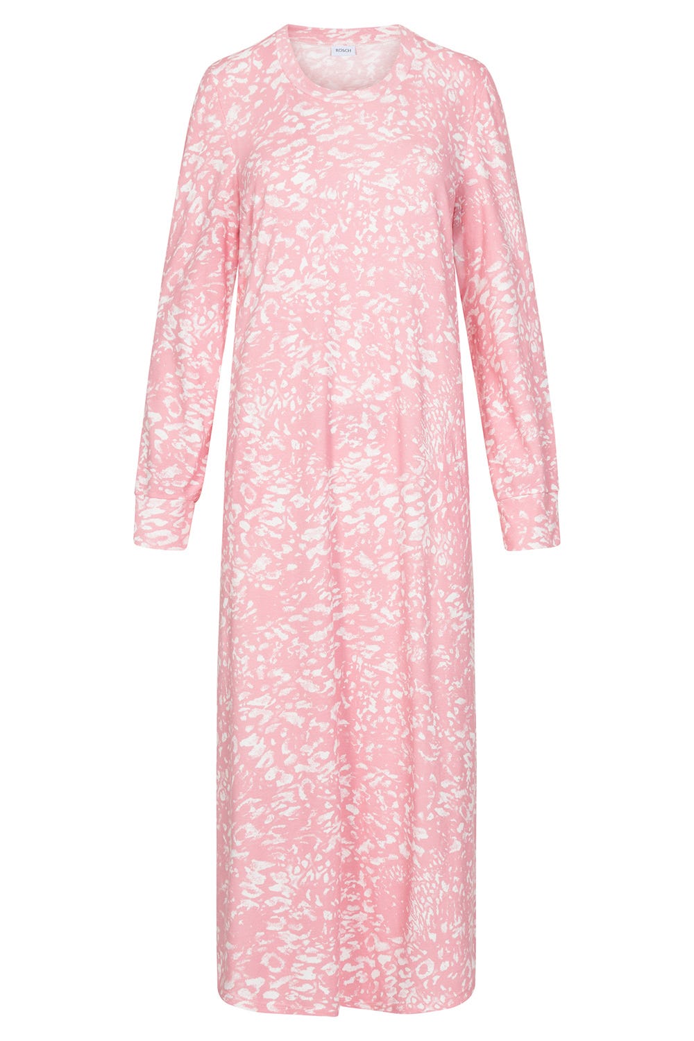 Hollowbild von Nachtkleid im rosa Druck-Mix angerauht kuschelig Maxi 100% Baumwolle