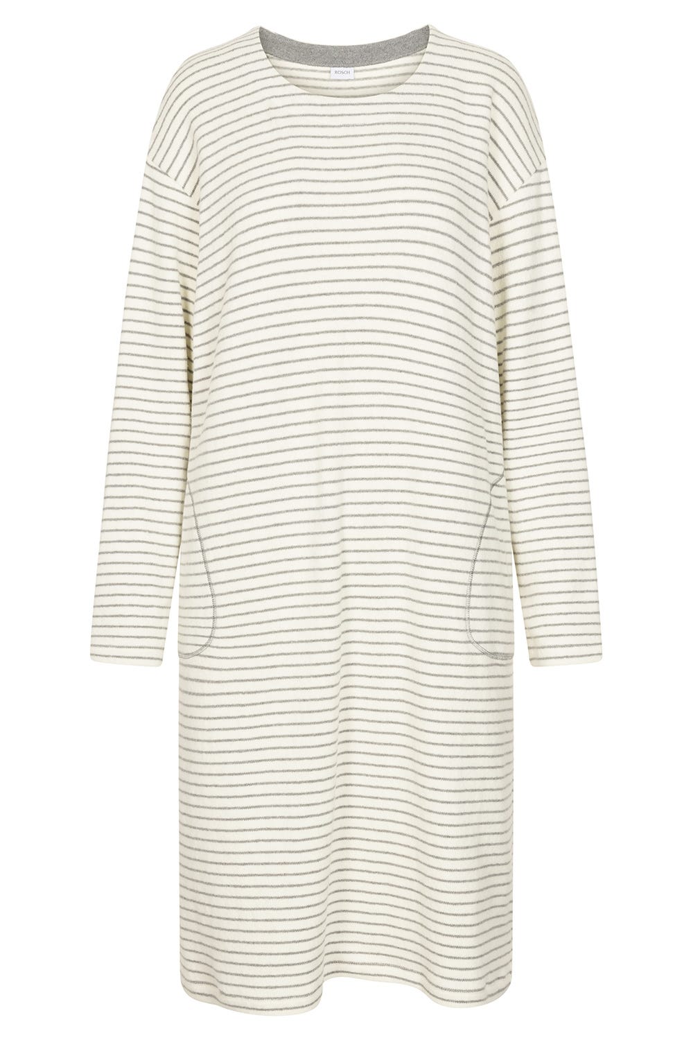 Hollowbild von Hauskleid im Ringelmuster Strick Materialmix