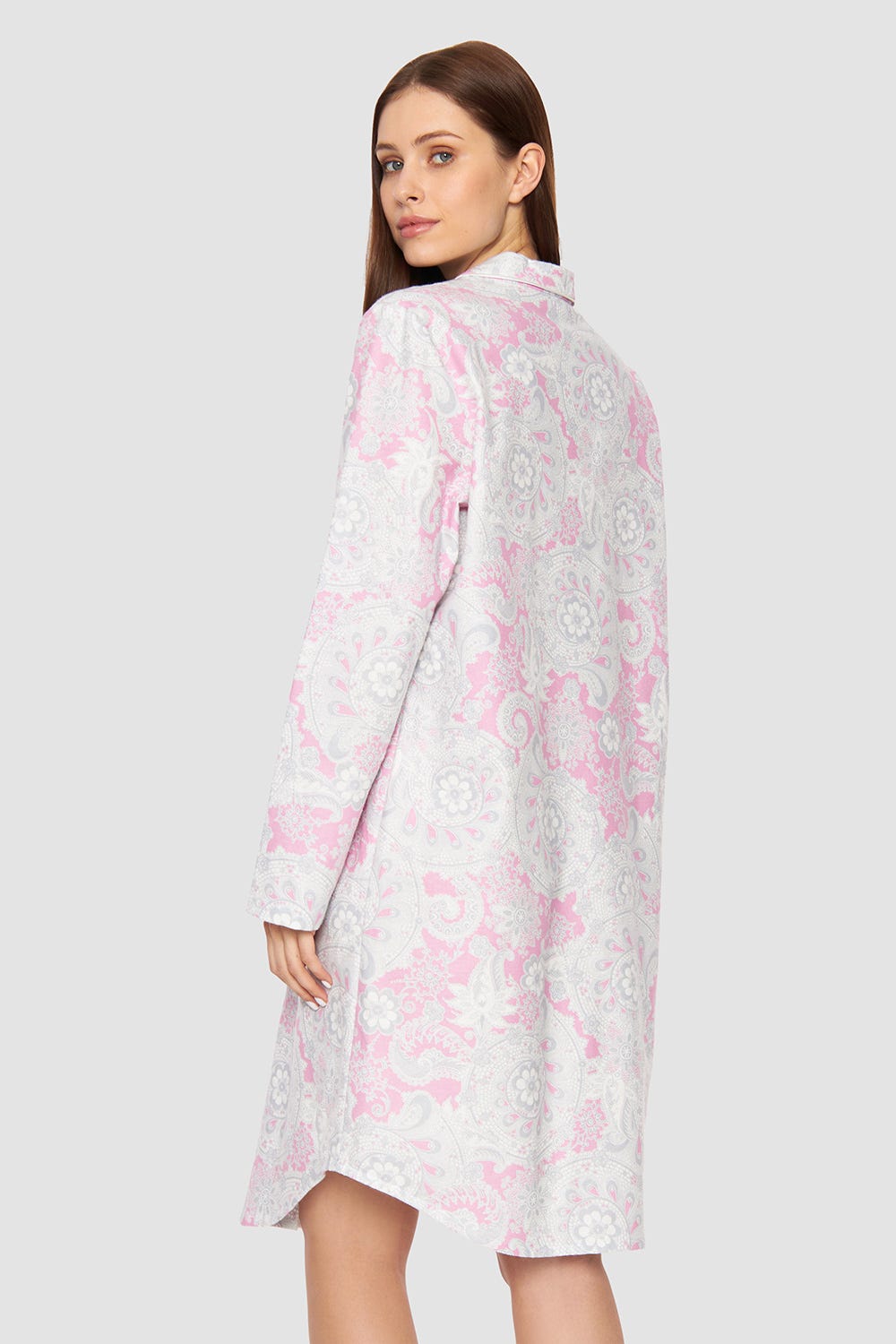 Rückansicht von Nachthemd im Herrenstil Flanell Kuschlig 100% Baumwolle