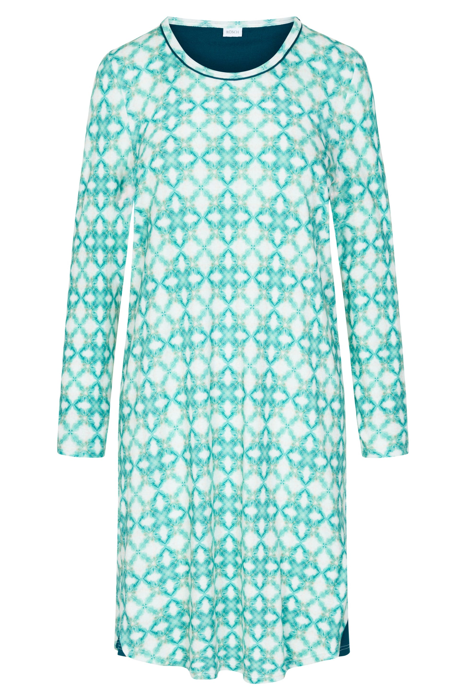Hollowbild von Nachthemd im grafischen Druck Petrol 100% Baumwolle