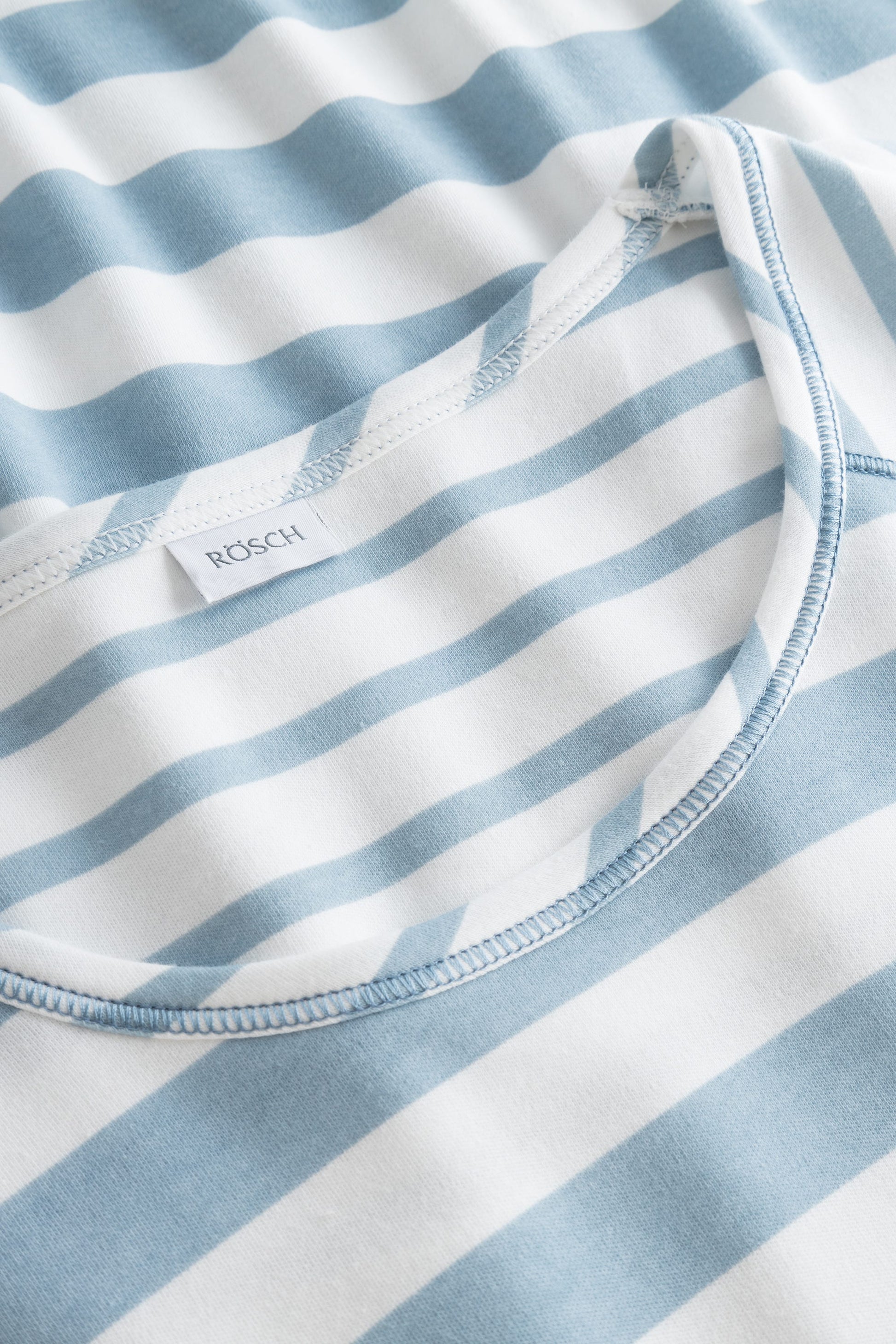 Detailbild 2 von Pyjama im Ringel-Mustermix angerauht Hellblau 100% Baumwolle