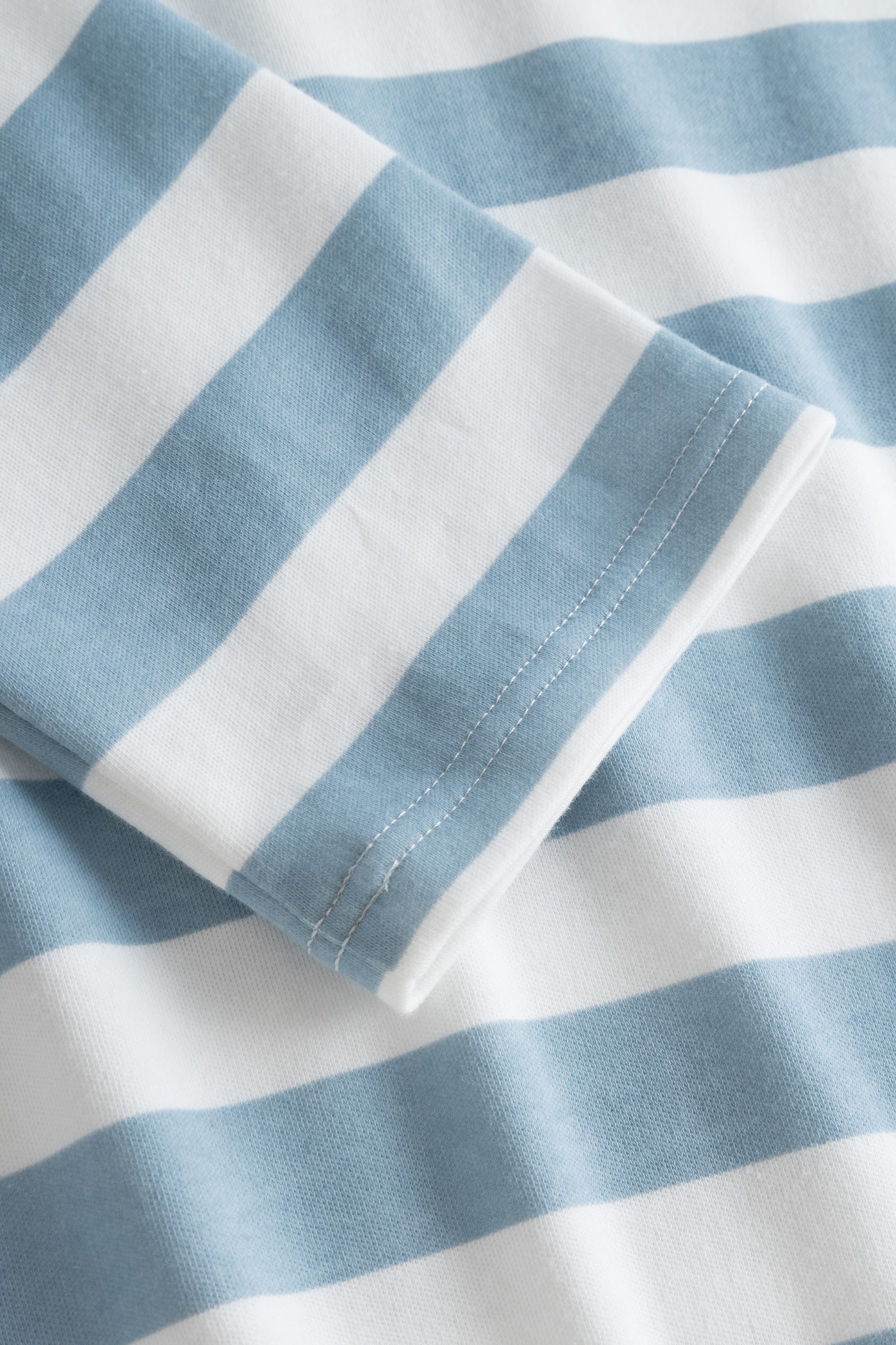 Detailbild 3 von Pyjama im Ringel-Mustermix angerauht Hellblau 100% Baumwolle