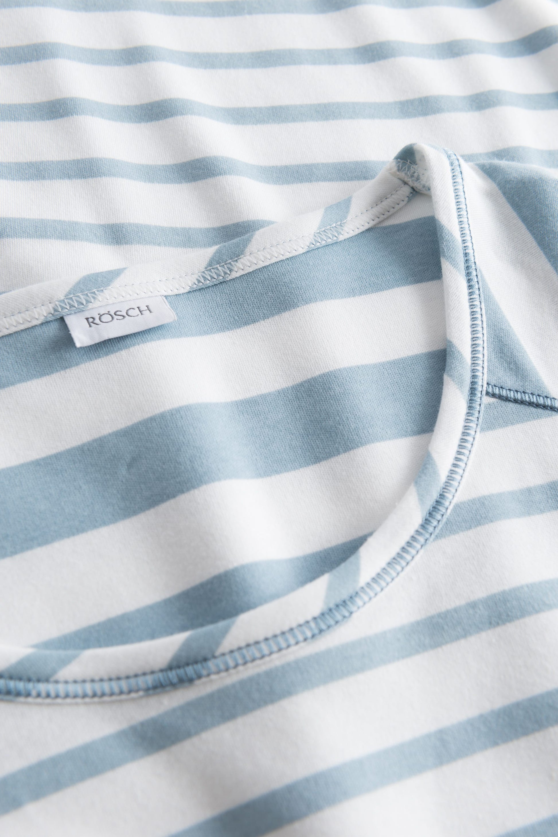 Detailbild 1 von Nachthemd im Ringel-Mustermix angerauht Hellblau 100% Baumwolle