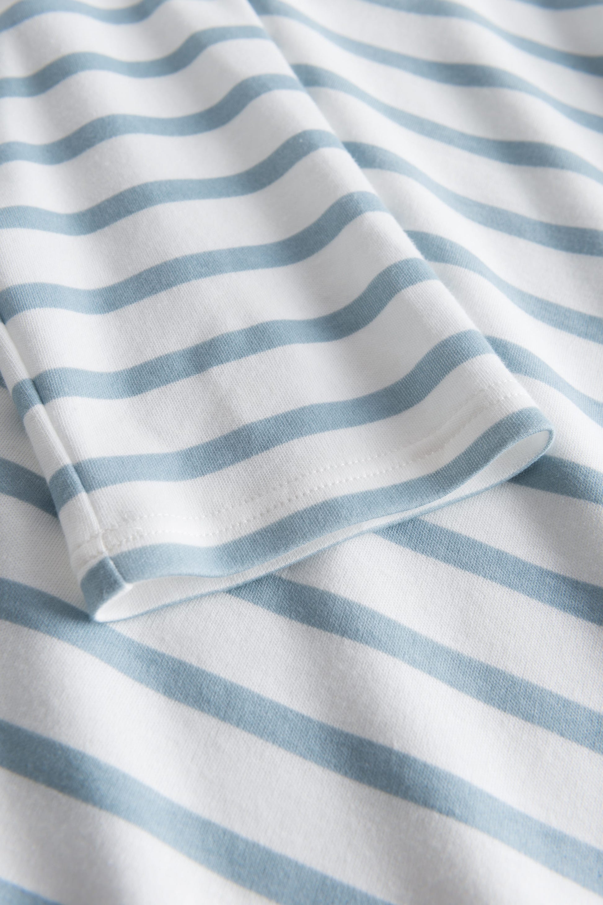 Detailbild 2 von Nachthemd im Ringel-Mustermix angerauht Hellblau 100% Baumwolle